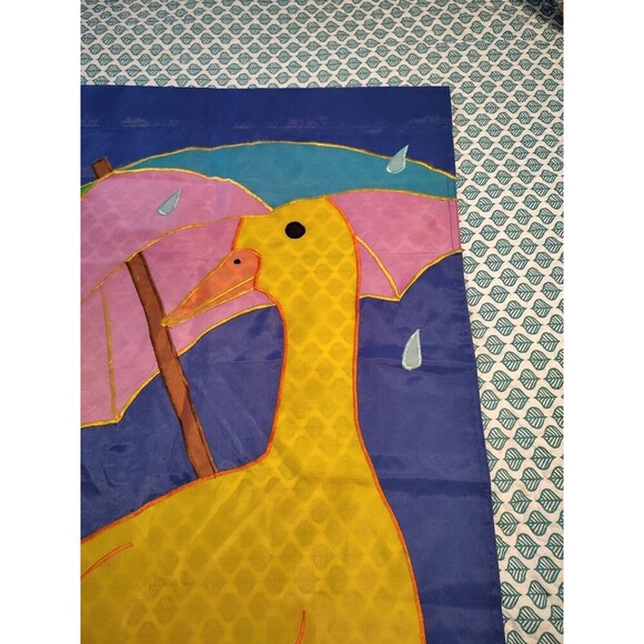 Spring Rain Duck Rain Boots Garden House Banner Flag 27.5" x 43" Umbrella - Picture 4 of 10